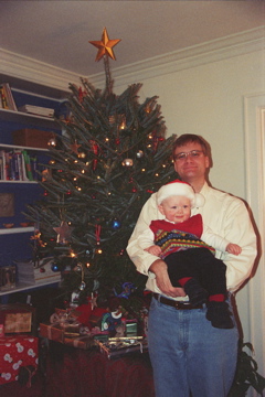Daddy and Me by the Christmas Tree
